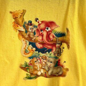 Kid’s Animal T Shirt Baby Animal Tree Child's Children's Youth Yellow NEW XS